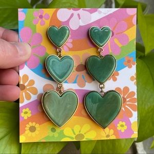 💎 Sugarfix 💚 green heart 💚 tiered earrings 💎